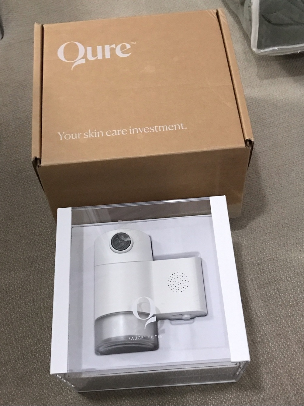 Qure White Faucet Water Filter - Compact Faucet Filter